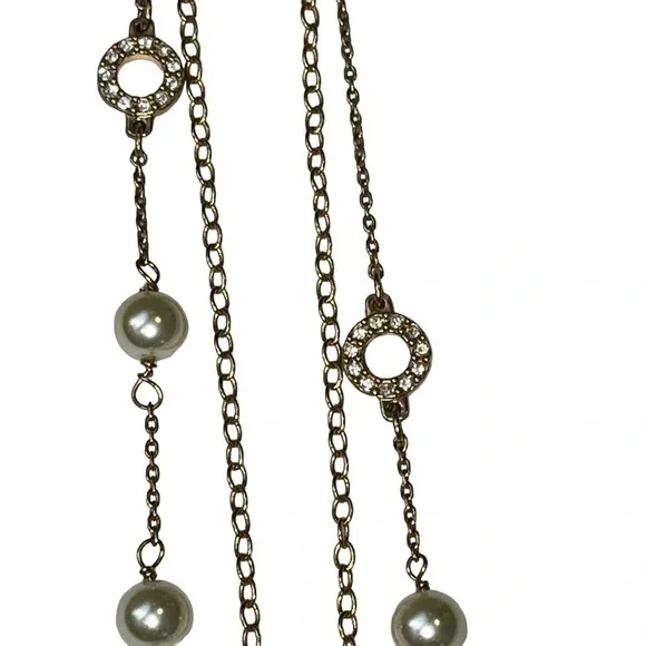J Crew Gold Necklaces Starfish Chain Rhinestone Pearls Lot of 2 - Picture 6 of 8